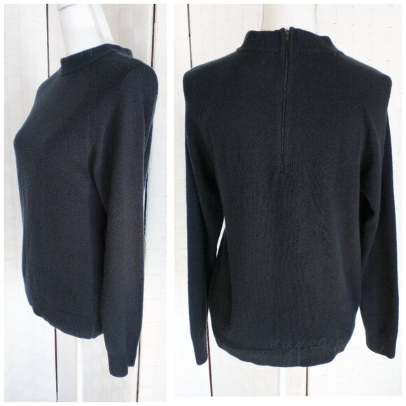 Designers Originals Sweater Medium Black Mock Neck Vintage Minimalist Lagenlook - Picture 3 of 14